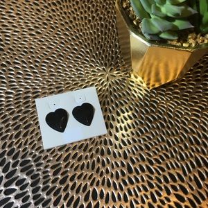 Vintage Big Black Heart Shaped Earrings :
